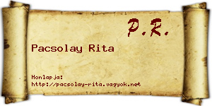 Pacsolay Rita névjegykártya